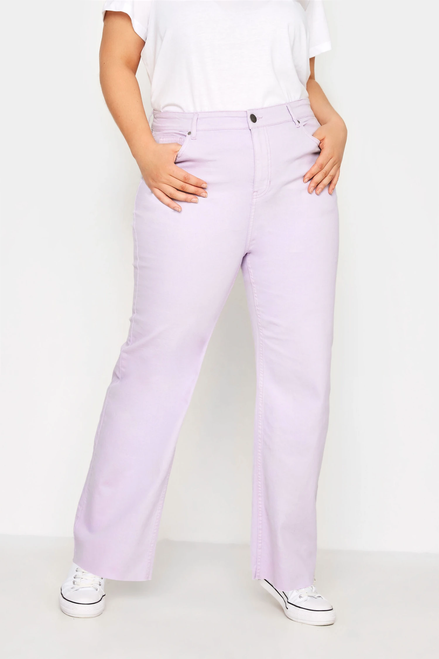 YOURS Curve Lilac Purple Stretch Wide Leg Jeans 4 YOURS Curve Lilac Purple Stretch Wide Leg Jeans - Image 4