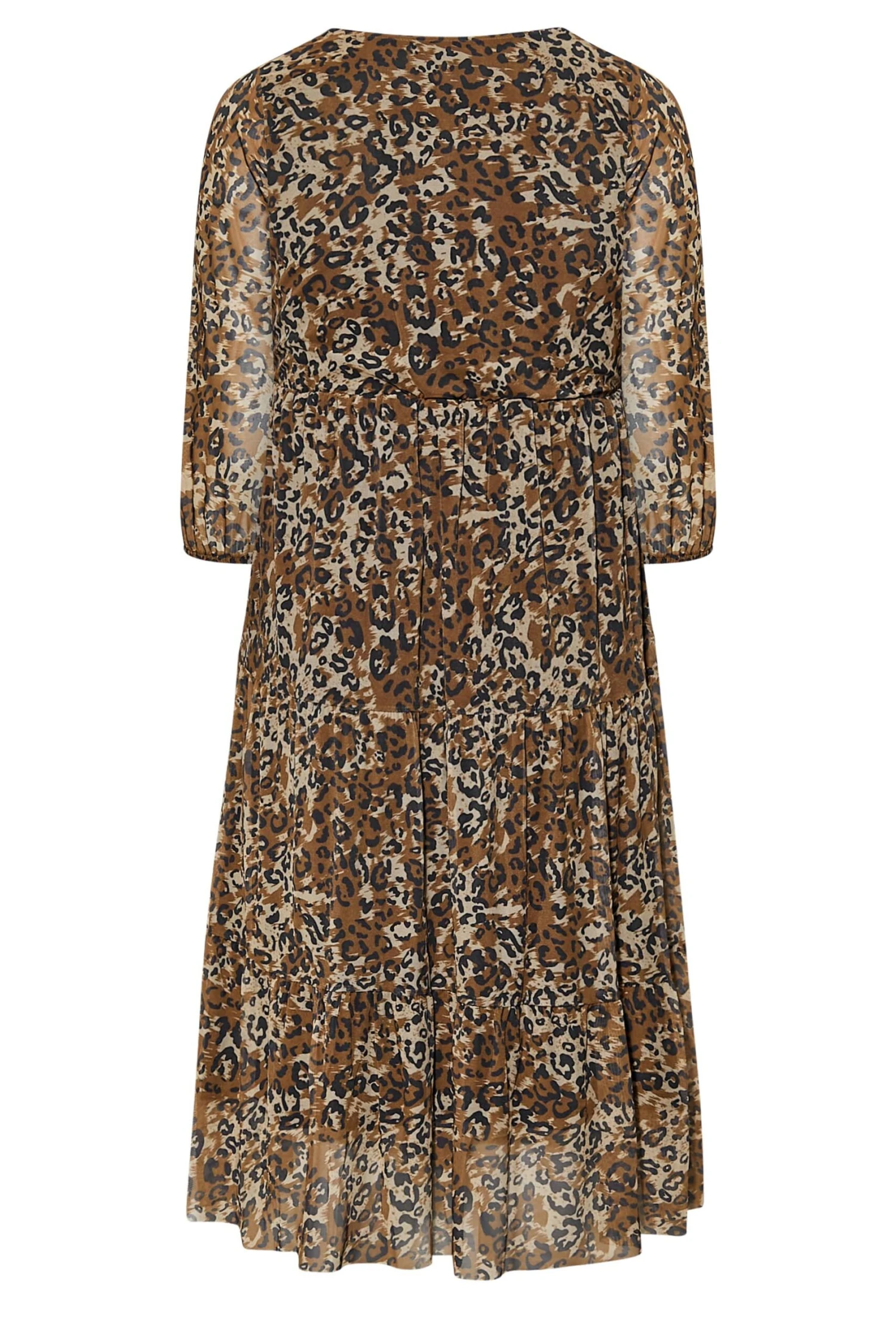 YOURS Curve Brown Leopard Print Mesh Dress 6 YOURS Curve Brown Leopard Print Mesh Dress - Image 6