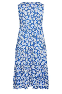 YOURS Curve Blue Floral Print Wrap Midi Dress -Outlet Stylo Wise Store e2561dfe 88a3 46 301899 Y scaled