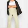 YOURS Curve Stone Brown Stretch Wide Leg Jeans