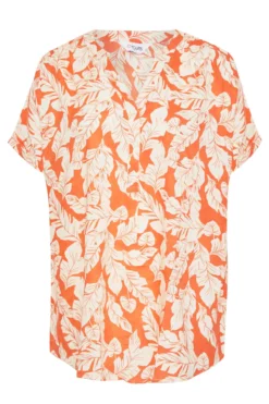 YOURS Curve Orange Leaf Print Grown On Sleeve Shirt -Outlet Stylo Wise Store e2c416ae a156 4b 173896 X scaled