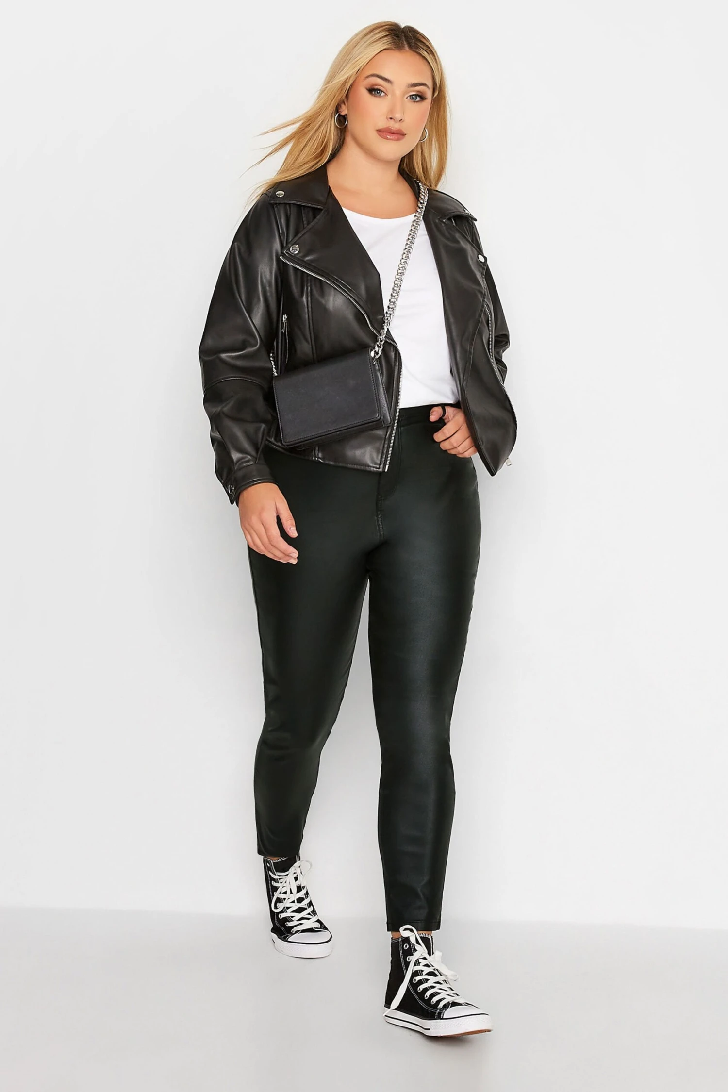 YOURS Curve Black Coated Skinny Stretch AVA Jeans 2 YOURS Curve Black Coated Skinny Stretch AVA Jeans - Image 2