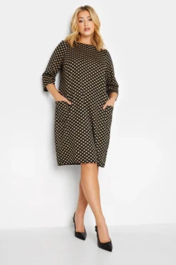 YOURS Curve Black & Brown Tunic Midi Dress