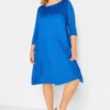 YOURS Curve Cobalt Blue Drape Pocket Dress