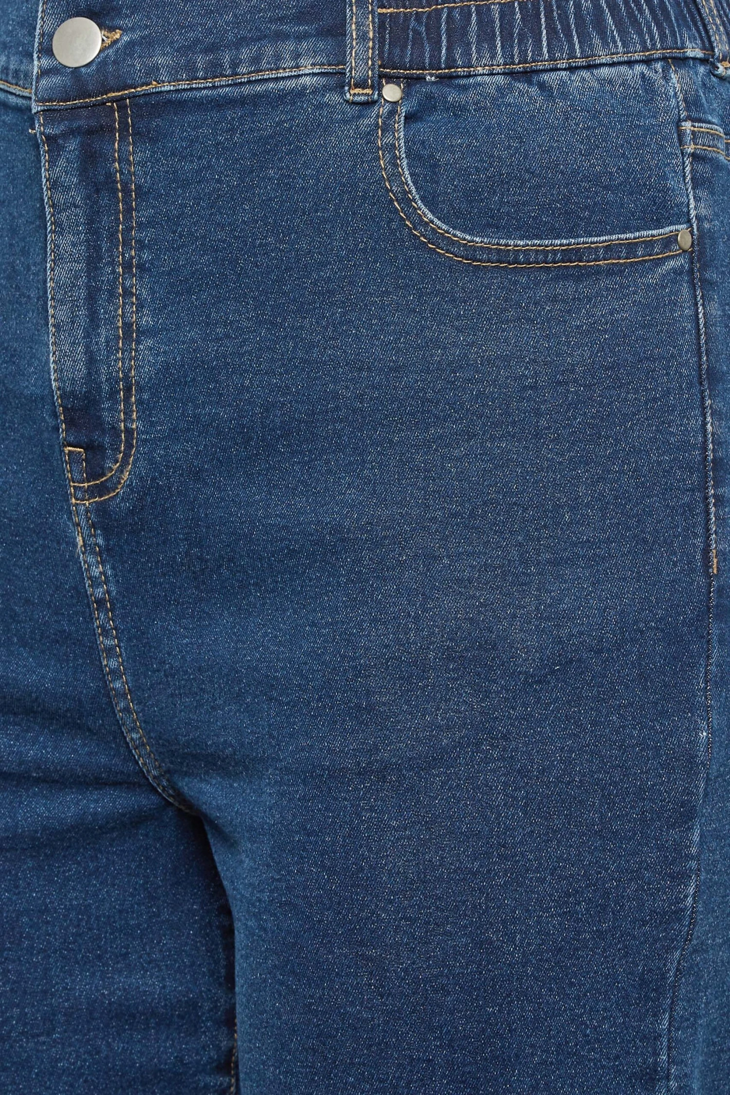 YOURS Curve Blue Elasticated Waist Stretch Wide Leg Jeans 3 YOURS Curve Blue Elasticated Waist Stretch Wide Leg Jeans - Image 3