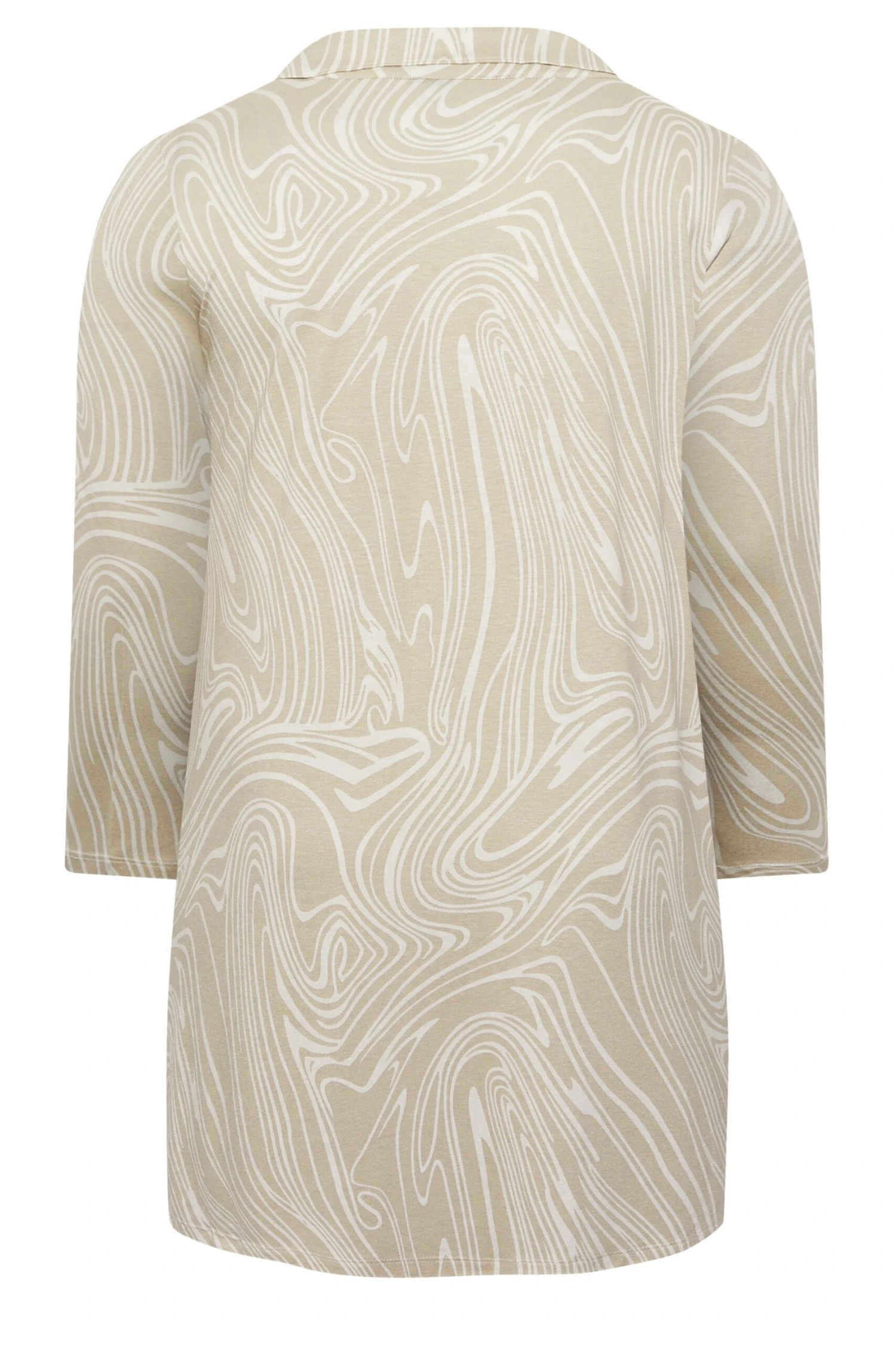 YOURS Curve Natural Brown Marble Print Button Through Shirt 6 YOURS Curve Natural Brown Marble Print Button Through Shirt - Image 6