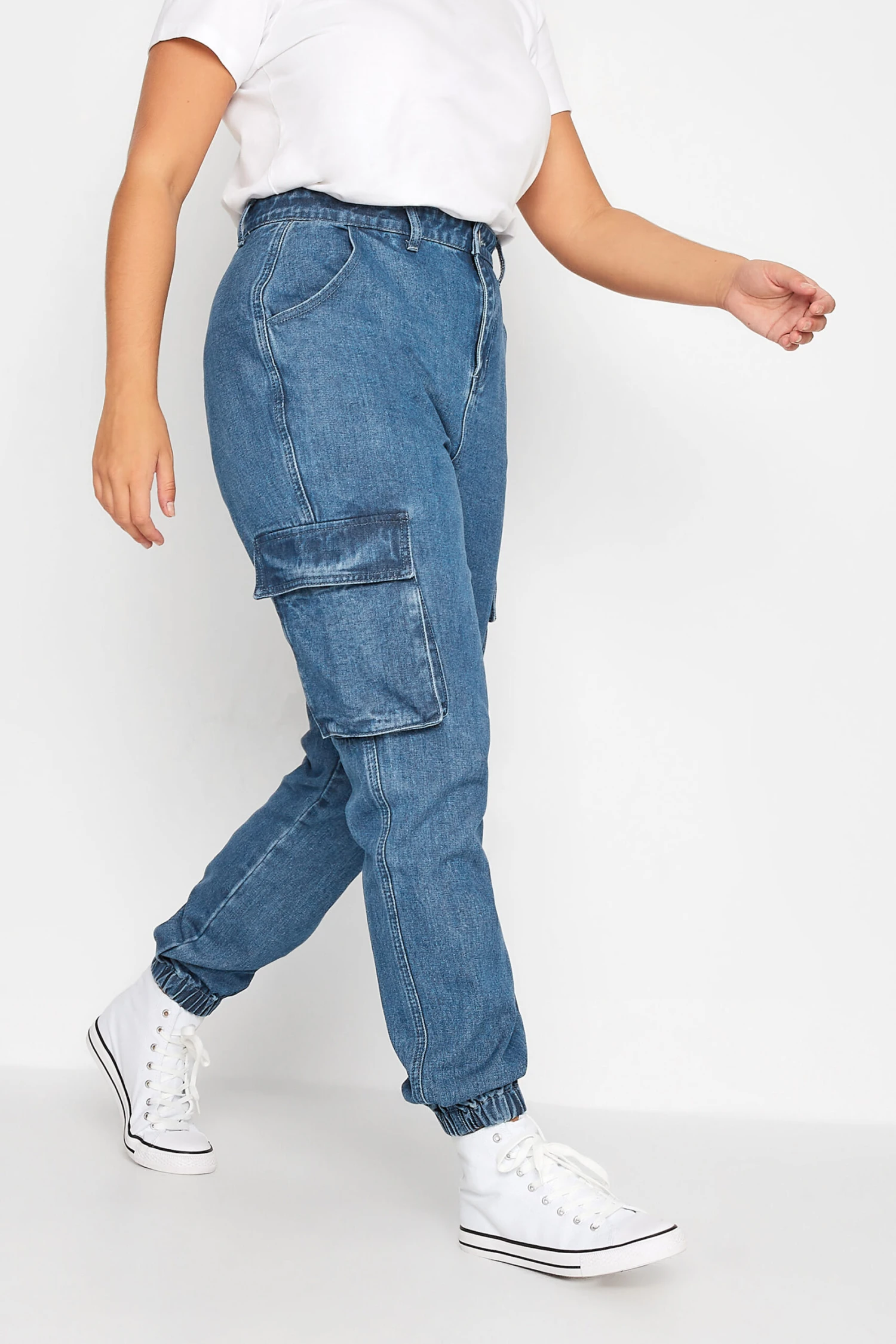 YOURS Curve Blue Cargo Pocket Jeans 6 YOURS Curve Blue Cargo Pocket Jeans - Image 6