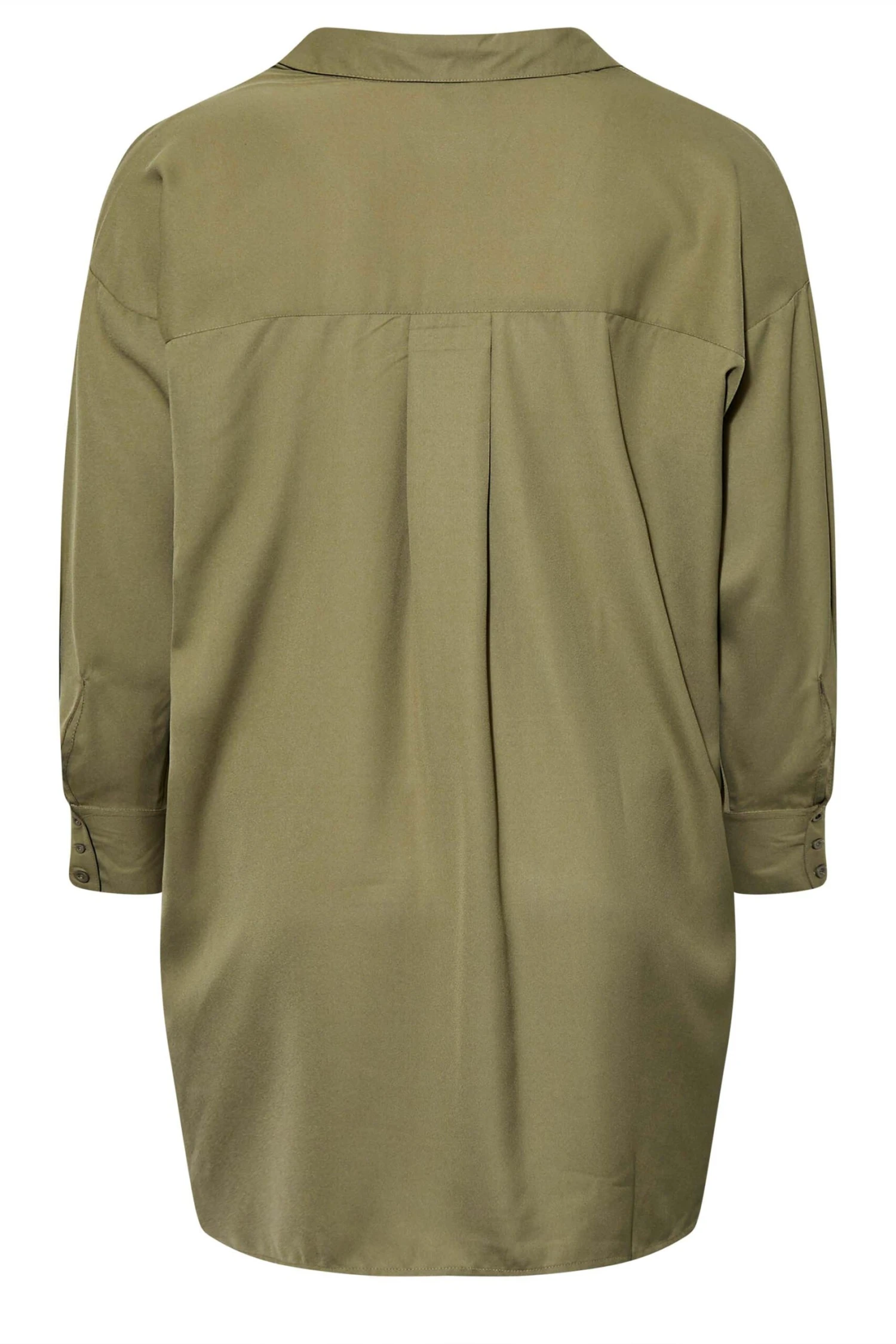 YOURS Curve Khaki Green Oversized Boyfriend Shirt 6 YOURS Curve Khaki Green Oversized Boyfriend Shirt - Image 6