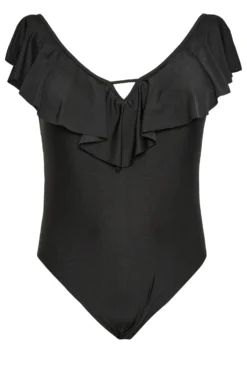 YOURS Curve Black Frill Plunge Tummy Control Swimsuit -Outlet Stylo Wise Store e6bc9887 3e30 40 150278 X scaled