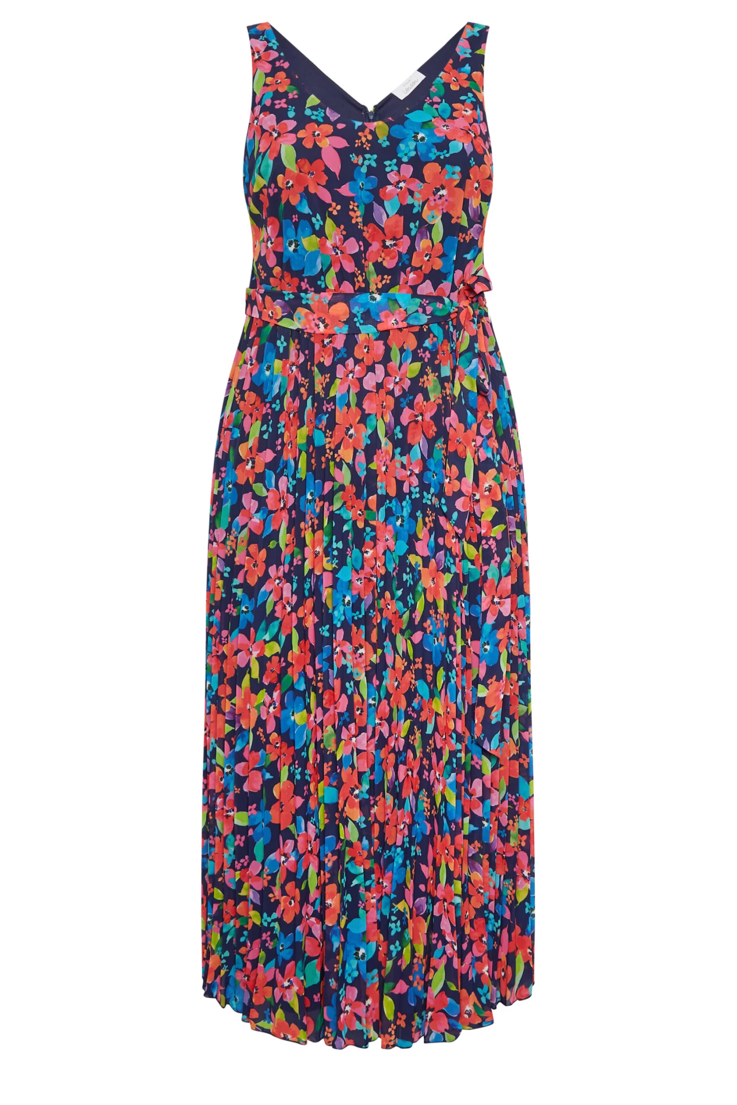 YOURS LONDON Curve Blue Floral Pleated Maxi Dress 6 YOURS LONDON Curve Blue Floral Pleated Maxi Dress - Image 6