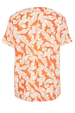 YOURS Curve Orange Leaf Print Grown On Sleeve Shirt -Outlet Stylo Wise Store e6e3948f e8f3 48 173896 Y scaled