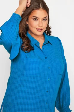 YOURS Curve Blue Shirred Cuff Button Through Blouse -Outlet Stylo Wise Store e8b5bcaf 415e 40 174095 D scaled