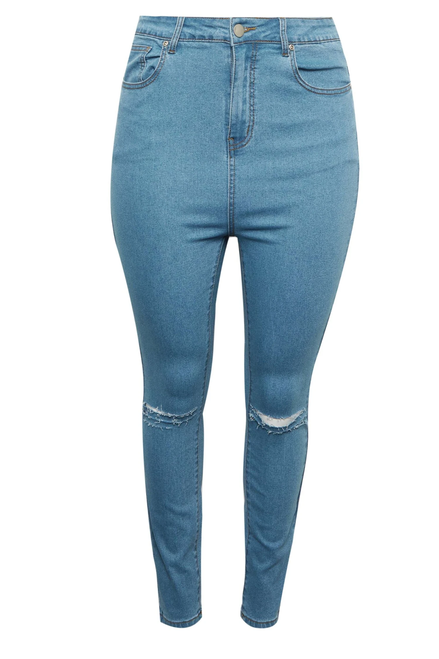 YOURS Curve Bleach Blue Ripped Skinny Stretch AVA Jeans 5 YOURS Curve Bleach Blue Ripped Skinny Stretch AVA Jeans - Image 5