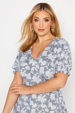 YOURS Curve Blue Floral V-Neck Midi Dress 8 YOURS Curve Blue Floral V-Neck Midi Dress -Outlet Stylo Wise Store e95b5d20 3d7f 48 174144 D scaled