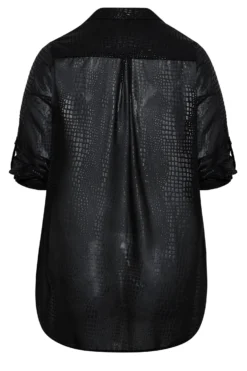 YOURS Curve Black Printed Shimmer Button Through Shirt -Outlet Stylo Wise Store e992beaf 988f 4f 174233 Y scaled