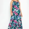 YOURS Curve Pink Tropical Print Maxi Beach Dress