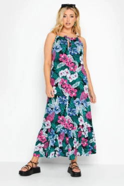 YOURS Curve Pink Tropical Print Maxi Beach Dress