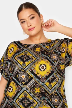 YOURS Curve Black Paisley Print Tab Sleeve Blouse -Outlet Stylo Wise Store ea400826 cc98 4a 174315 D scaled