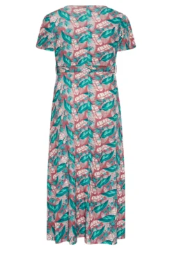 YOURS Curve Pink Leaf Print Maxi Wrap Dress -Outlet Stylo Wise Store eab97b85 0747 47 302160 Y scaled