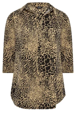 YOURS Curve Black & Beige Brown Animal Print Blouse -Outlet Stylo Wise Store eaca2f5a ce81 41 174187 X scaled