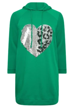 YOURS Curve Green Heart Sequin Embellished Hoodie Dress -Outlet Stylo Wise Store ec86284d 5428 4a 301614 X scaled