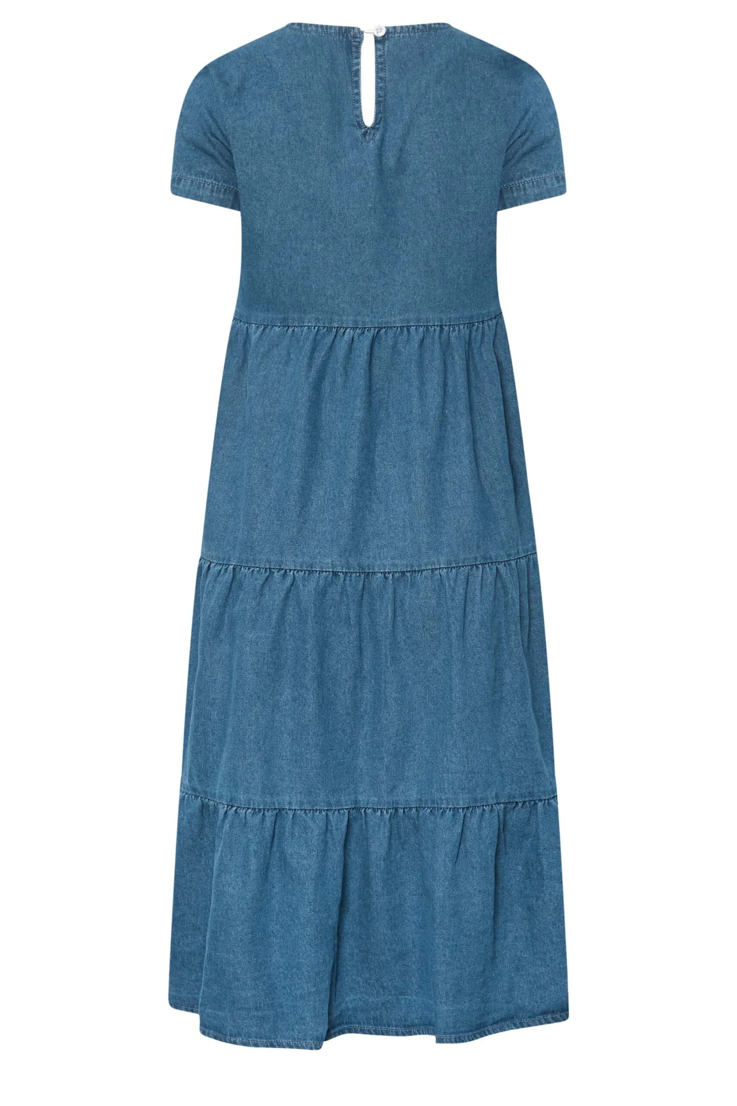 YOURS PETITE Curve Blue Denim Tiered Midi Dress 1 YOURS PETITE Curve Blue Denim Tiered Midi Dress