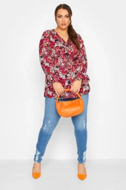 LIMITED COLLECTION Curve Red Abstract Print Blouse