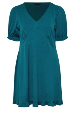 YOURS Curve Teal Blue Ruffle Hem Mini Dress -Outlet Stylo Wise Store f145eb56 0034 40 174145 X scaled