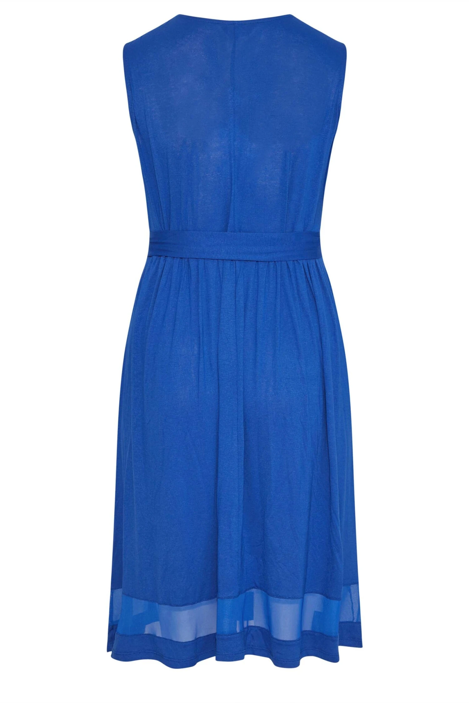 YOURS Curve Cobalt Blue Mesh Panel Skater Dress 6 YOURS Curve Cobalt Blue Mesh Panel Skater Dress - Image 6