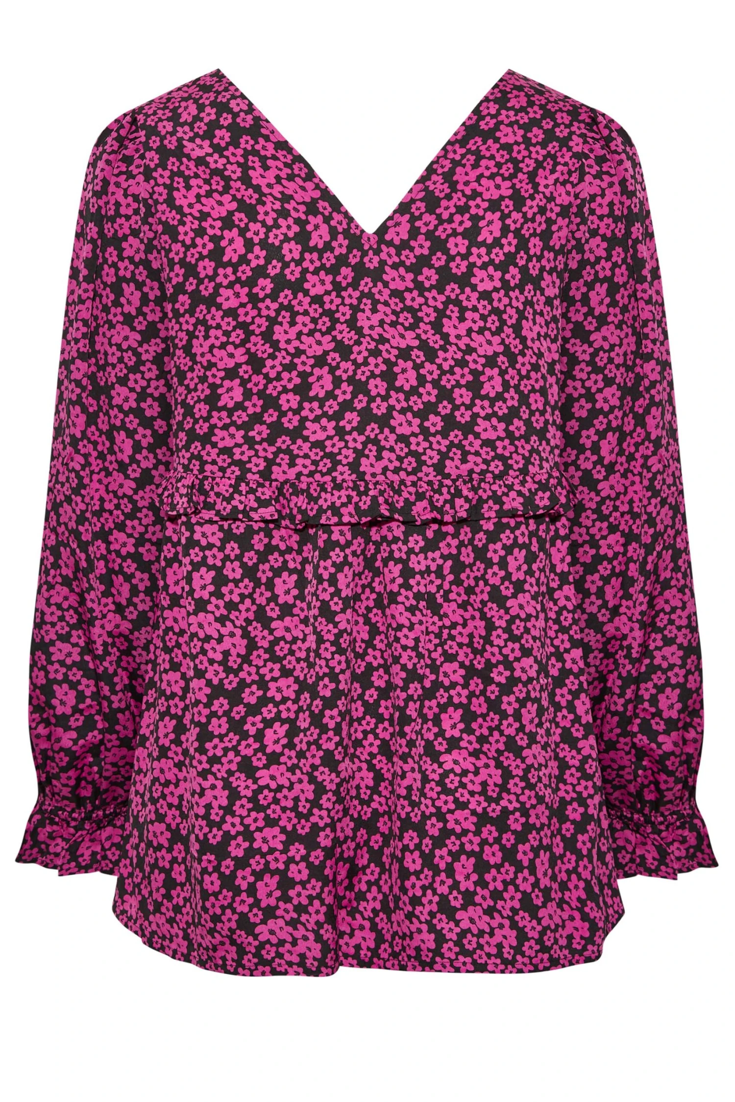 LIMITED COLLECTION Curve Pink Floral V-Neck Blouse 6 LIMITED COLLECTION Curve Pink Floral V-Neck Blouse - Image 6
