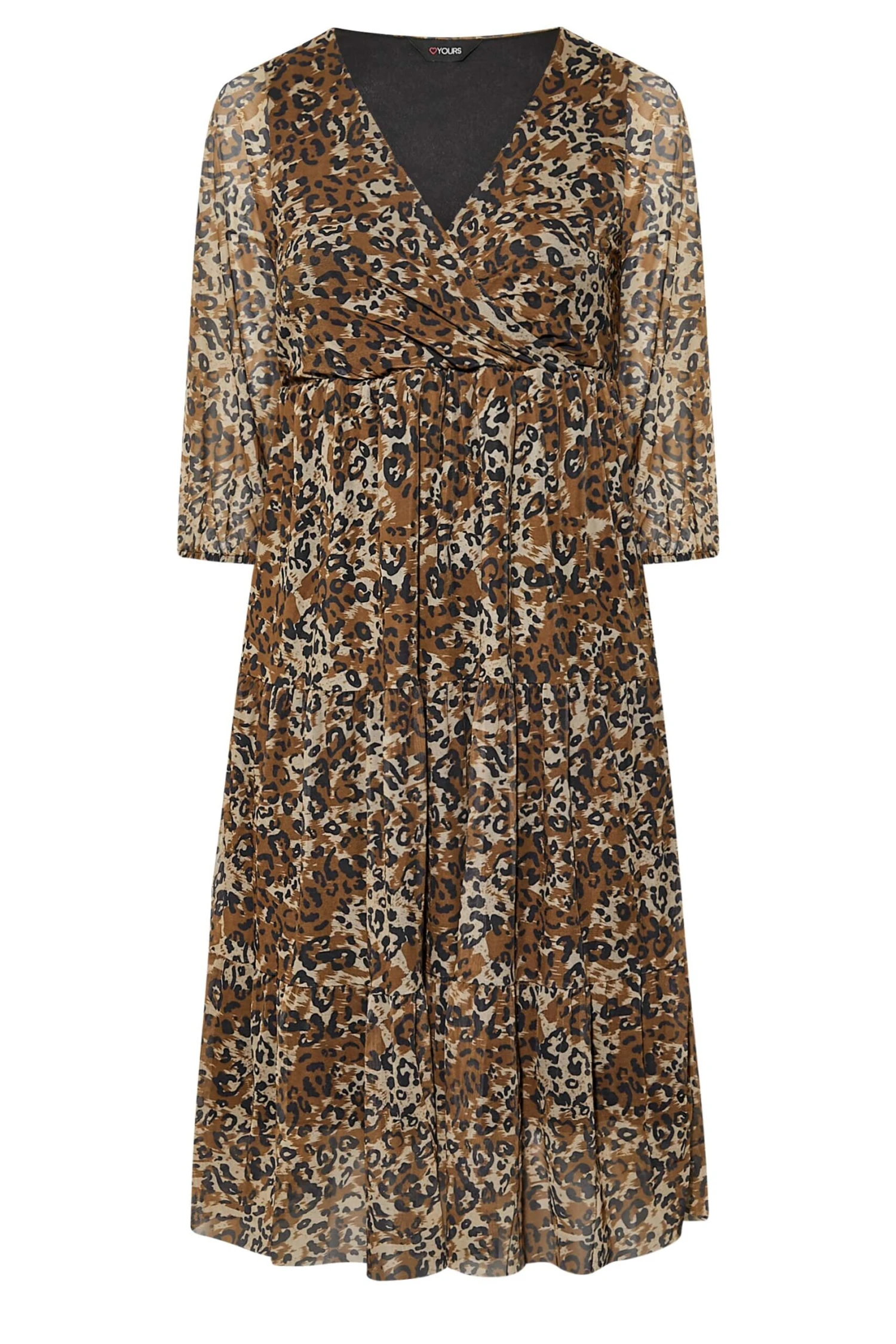 YOURS Curve Brown Leopard Print Mesh Dress 5 YOURS Curve Brown Leopard Print Mesh Dress - Image 5