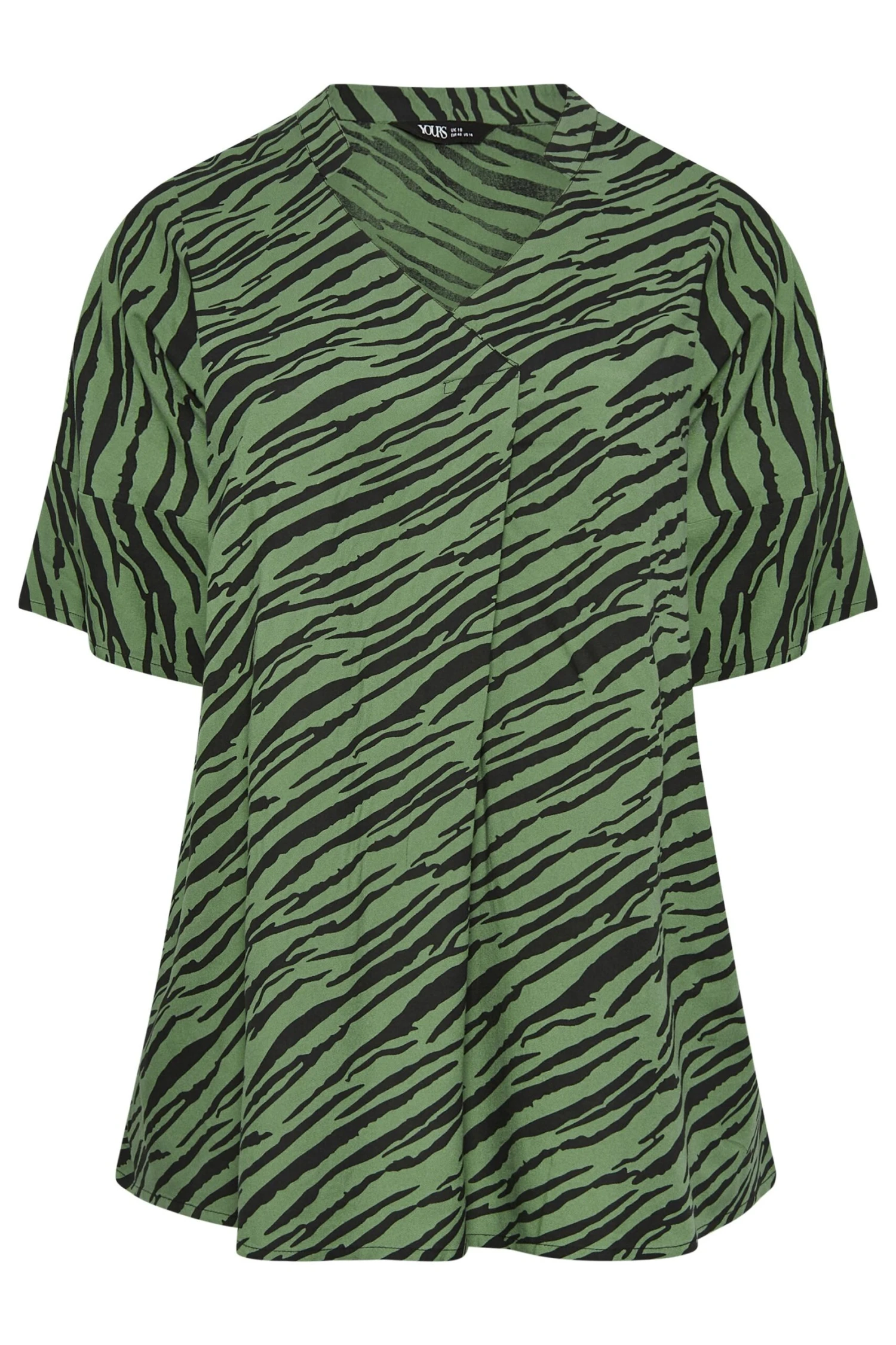 YOURS Curve Green Zebra Print Pleat Front Blouse 5 YOURS Curve Green Zebra Print Pleat Front Blouse - Image 5