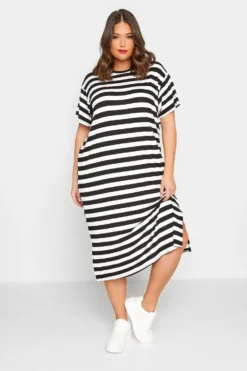 LIMITED COLLECTION Curve Black Stripe Throw On Maxi Dress