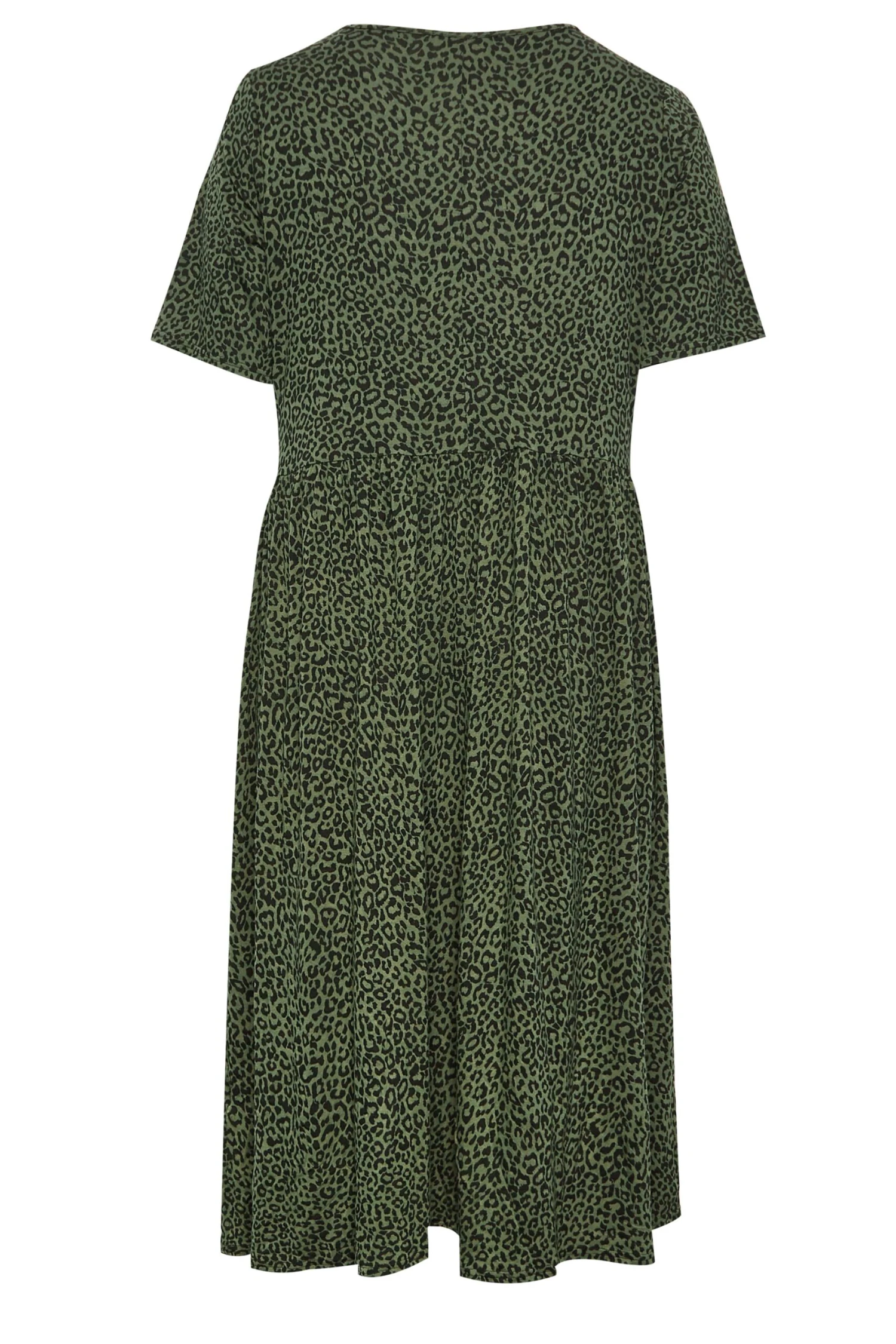 YOURS Curve Green Leopard Print Midi Smock Dress 6 YOURS Curve Green Leopard Print Midi Smock Dress - Image 6