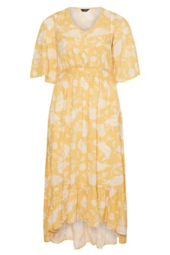 YOURS Curve Yellow Floral Print High Low Midi Dress -Outlet Stylo Wise Store f4261ed4 4a74 42 137120 X scaled
