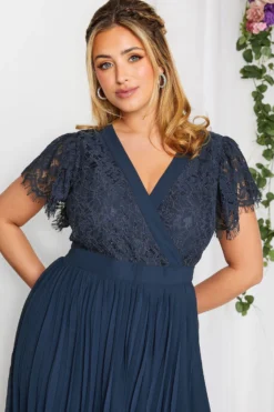 YOURS LONDON Curve Navy Blue Lace Wrap Pleated Midi Dress -Outlet Stylo Wise Store f42d2e6c cc91 43 161898 D scaled