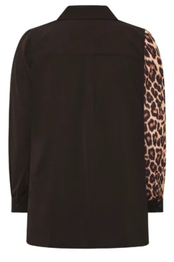 YOURS LONDON Curve Black Leopard Print Half & Half Shirt -Outlet Stylo Wise Store f5d9411a d57f 43 161837 Y scaled