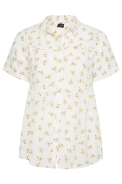 YOURS Curve White Floral Frill Detail Peplum Shirt -Outlet Stylo Wise Store f62425d7 c348 4b 173215 F scaled