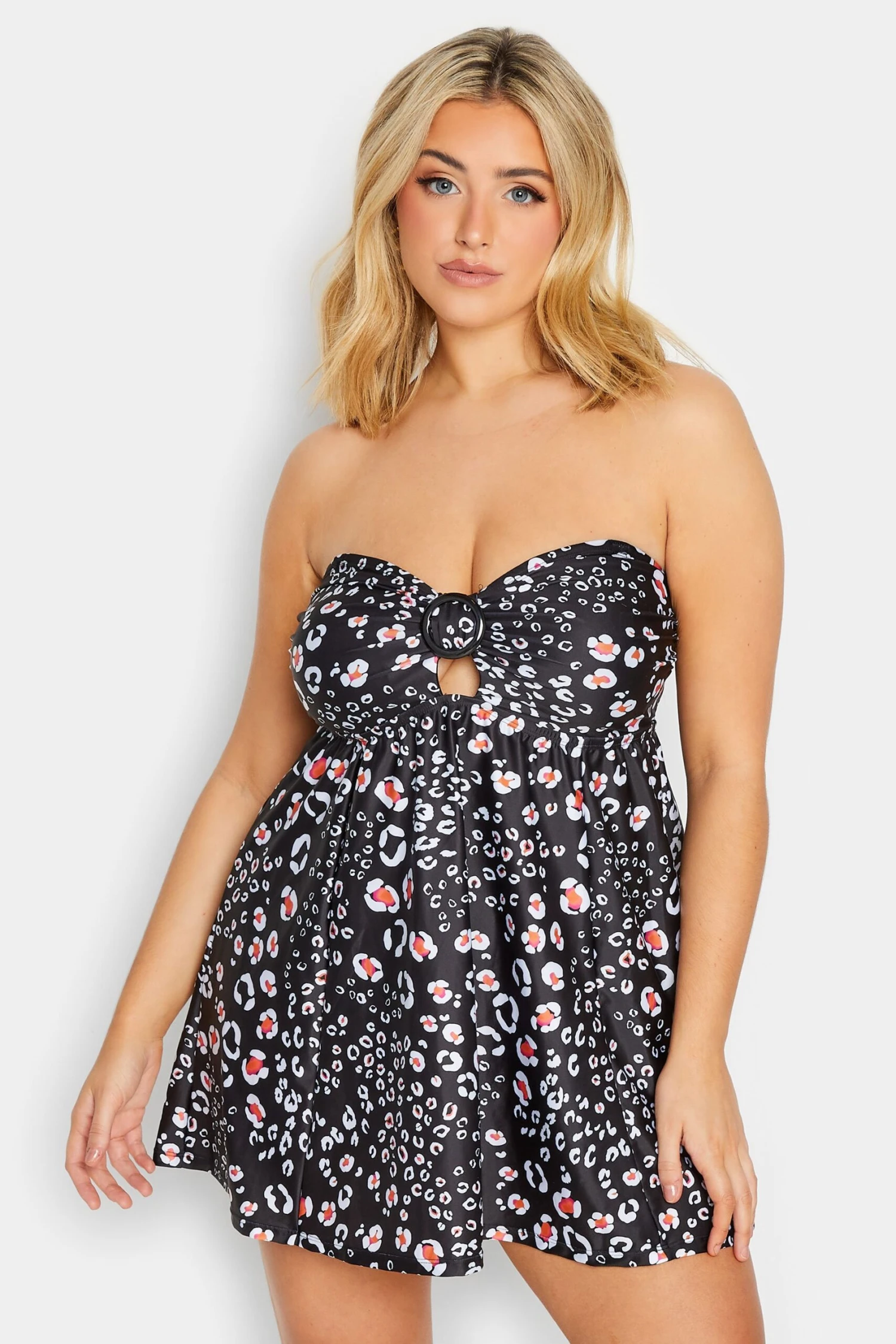 YOURS Curve Black Animal Print Buckle Tummy Control Swim Dress 1 YOURS Curve Black Animal Print Buckle Tummy Control Swim Dress
