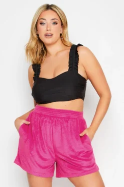 YOURS Curve Pink Towelling Beach Shorts -Outlet Stylo Wise Store f861c0a6 8060 40 150353 A scaled