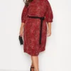 YOURS LONDON Curve Red Animal Print Ruffle Neck Dress