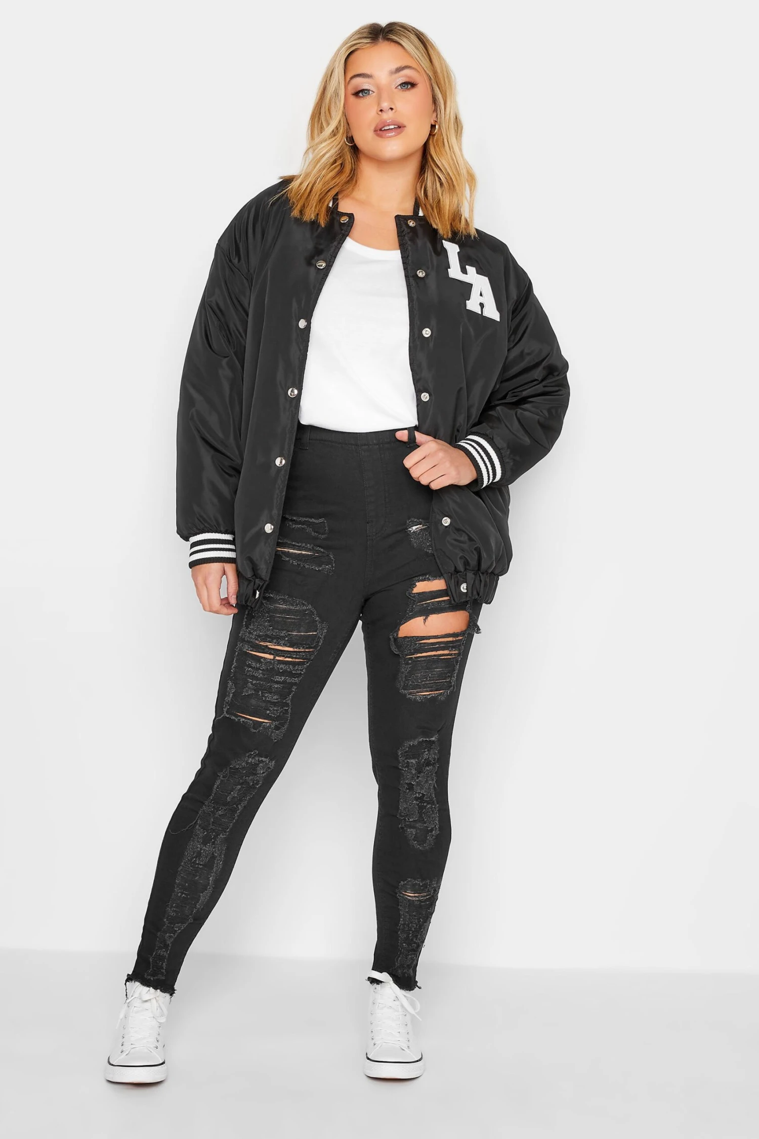 YOURS Curve Black Frayed Ripped Stretch GRACE Jeggings 1 YOURS Curve Black Frayed Ripped Stretch GRACE Jeggings