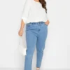 YOURS Curve White Tab Sleeve Blouse