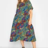 LIMITED COLLECTION Curve Black Rainbow Leopard Print Midaxi Dress