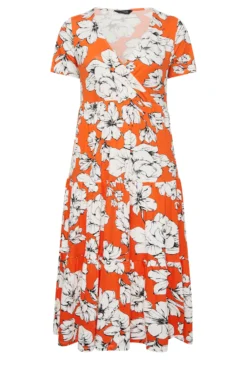 YOURS Curve Orange Floral V-Neck Tiered Wrap Dress 10 YOURS Curve Orange Floral V-Neck Tiered Wrap Dress -Outlet Stylo Wise Store facc8f00 e248 43 301895 X scaled