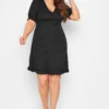 YOURS Curve Black Floral V-Neck Midi Dress