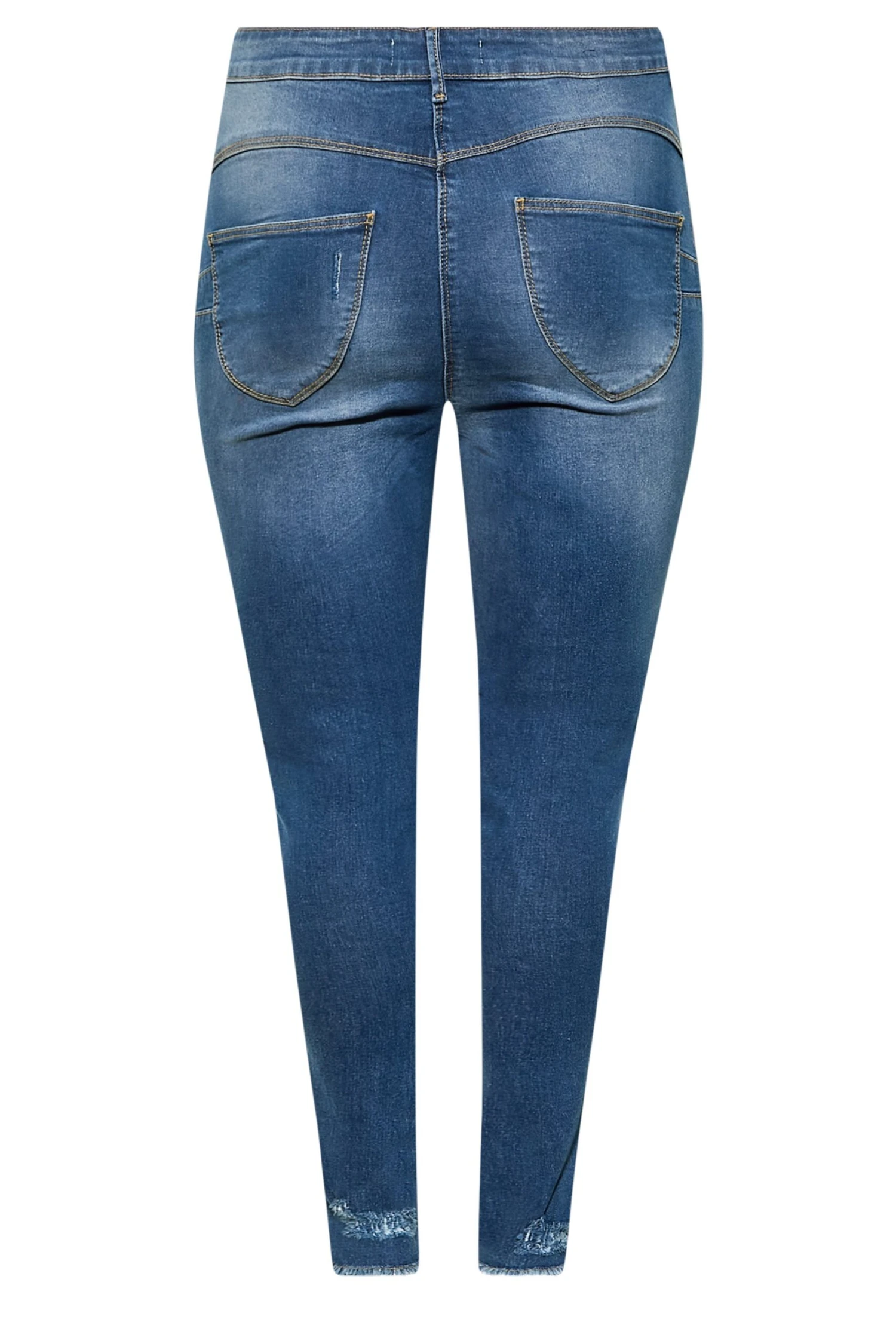 YOURS Curve Blue Distressed AVA Lift And Shape Stretch Skinny Jeans 6 YOURS Curve Blue Distressed AVA Lift And Shape Stretch Skinny Jeans - Image 6