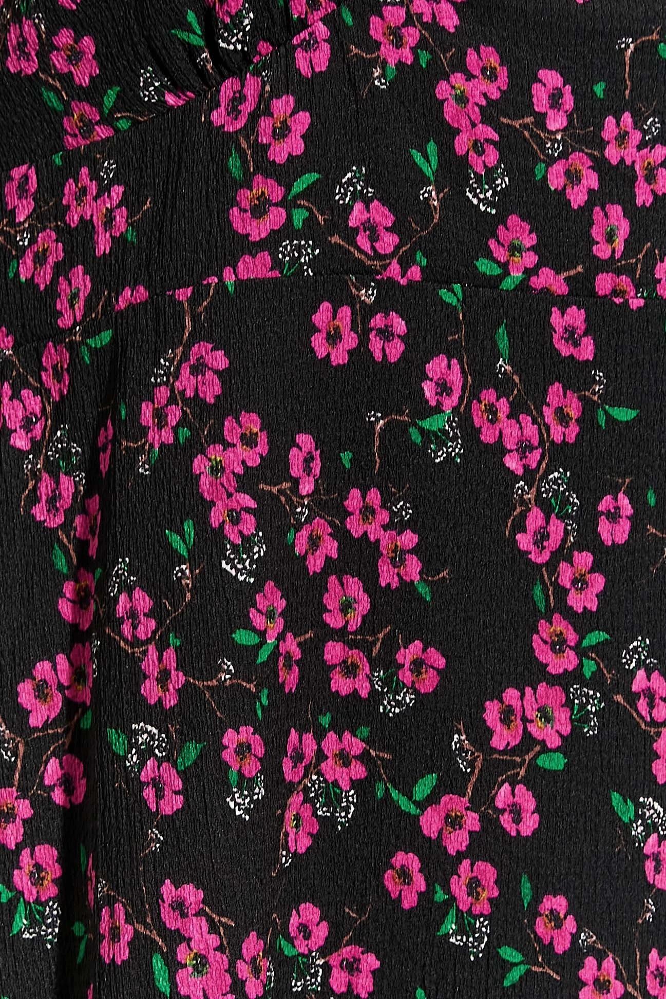 YOURS LONDON Curve Black & Pink Ditsy Print Frill Trim Dress 4 YOURS LONDON Curve Black & Pink Ditsy Print Frill Trim Dress - Image 4