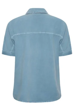 YOURS PETITE Curve Blue Short Sleeve Shirt
