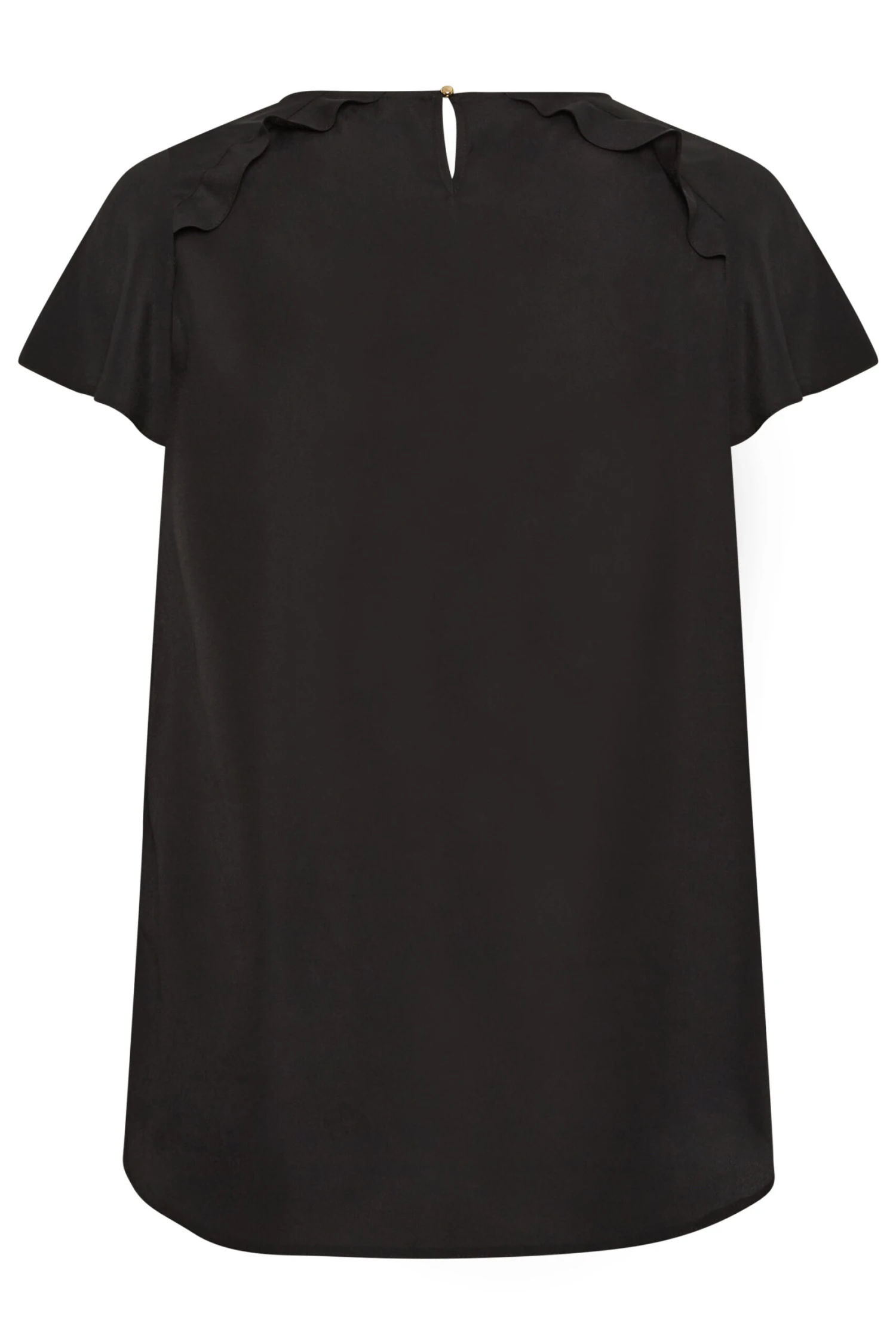 YOURS Curve Black Frill Short Sleeve Blouse 6 YOURS Curve Black Frill Short Sleeve Blouse - Image 6